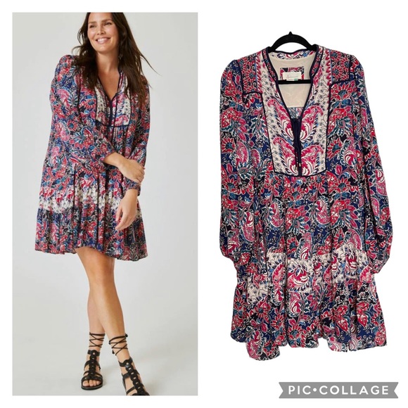 Anthropologie Dresses & Skirts - Anthropologie Spliced Tunic Dress Boho Romantic Long Sleeve Plus Size 1X - EUC
